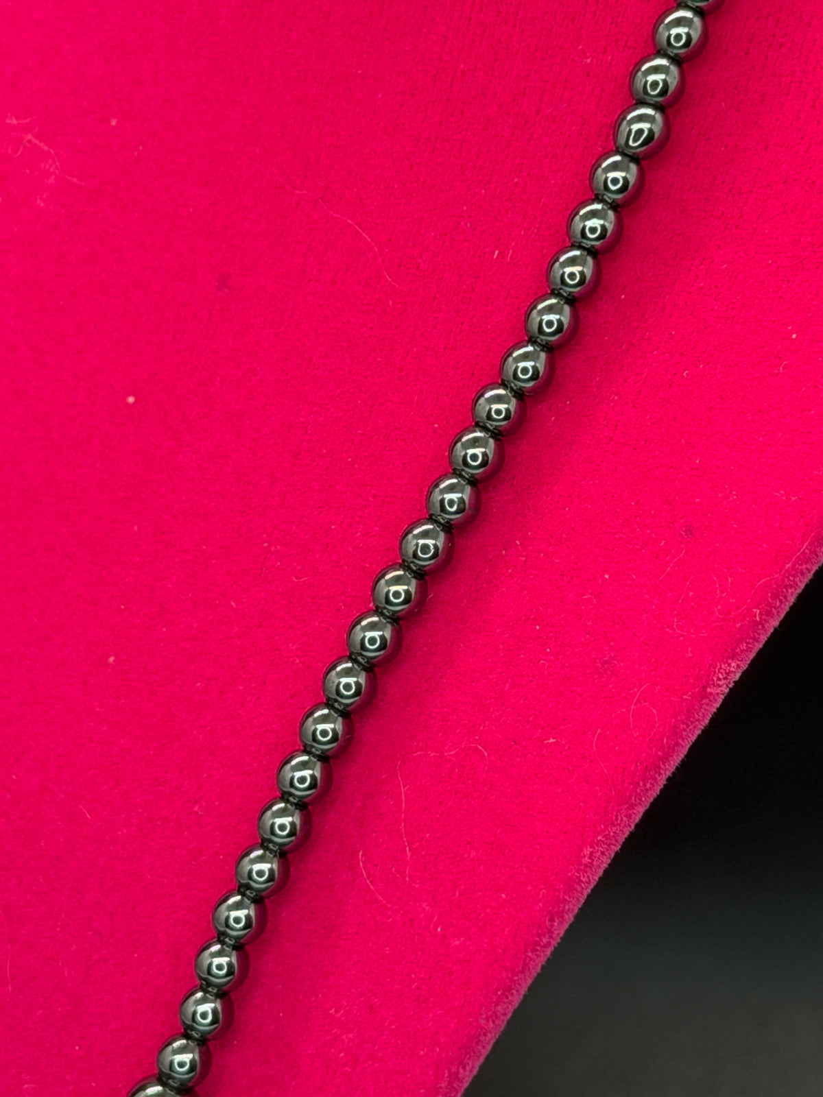 Vintage Graduated Hematite Beaded Necklace w/ Metallic Luster