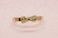 Vintage Rose Gold-Tone Metal w/ Crystals Bow Bangle Bracelet
