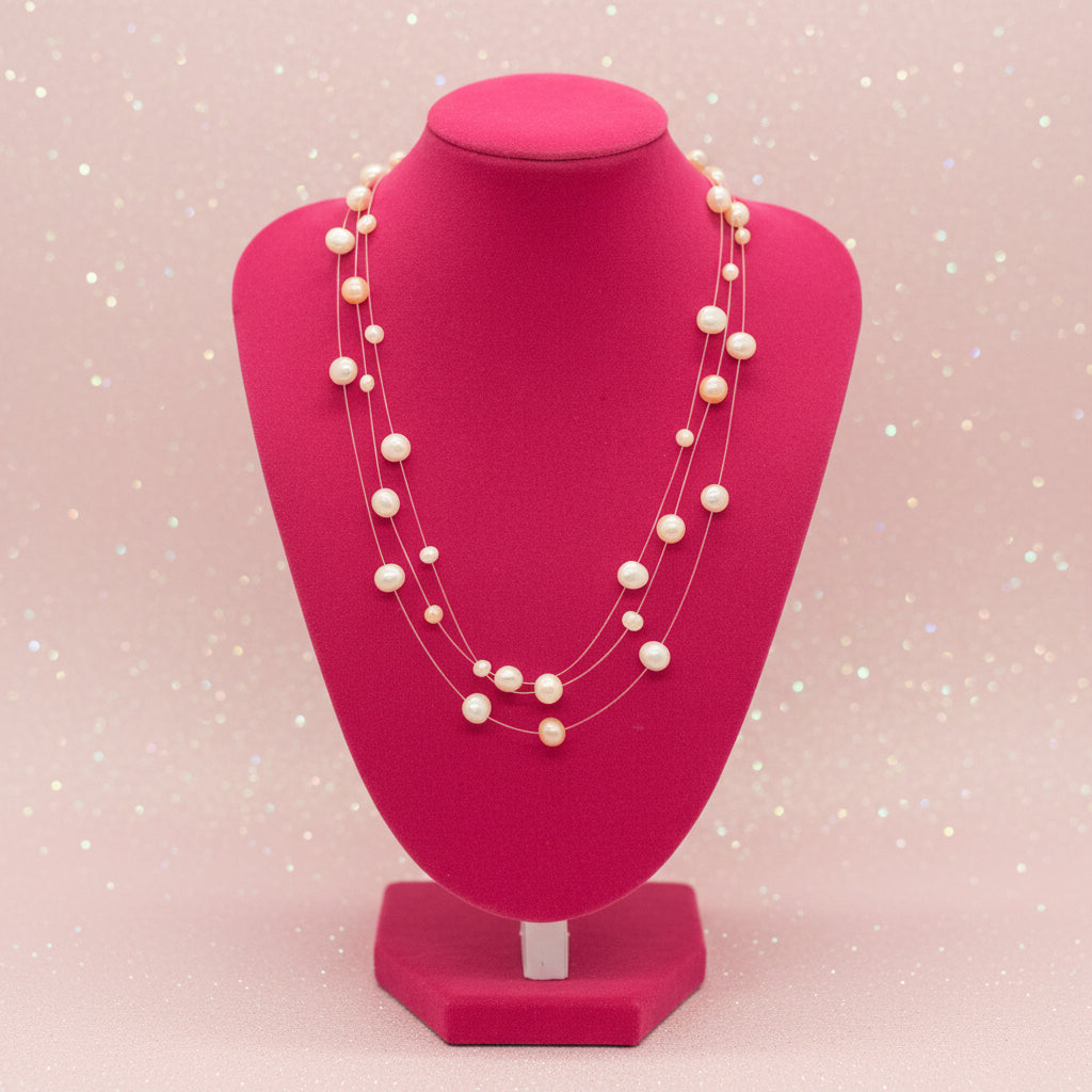 Vintage Floating Illusion Multi-Strand Freshwater Pearl Necklace