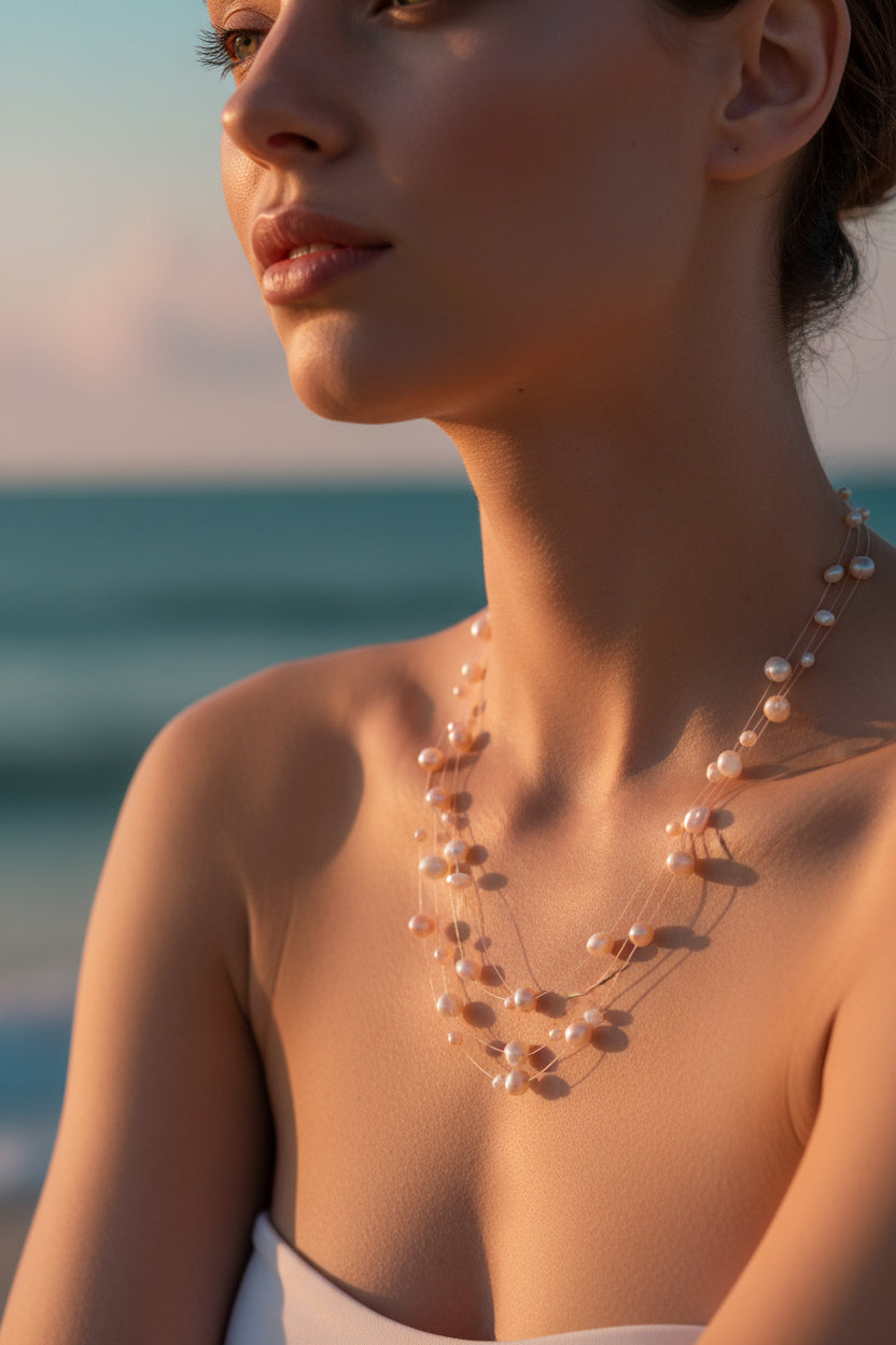 Vintage Floating Illusion Multi-Strand Freshwater Pearl Necklace