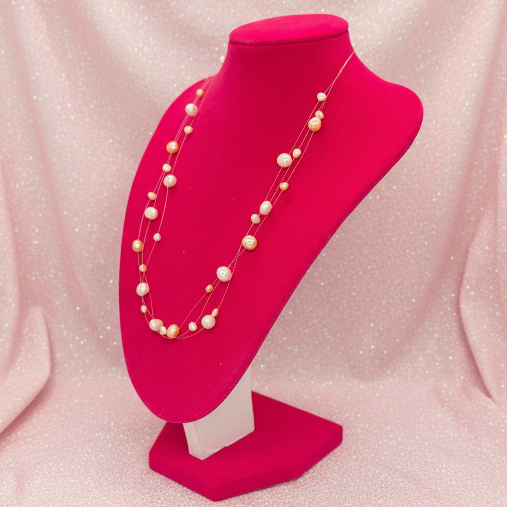 Vintage Floating Illusion Multi-Strand Freshwater Pearl Necklace