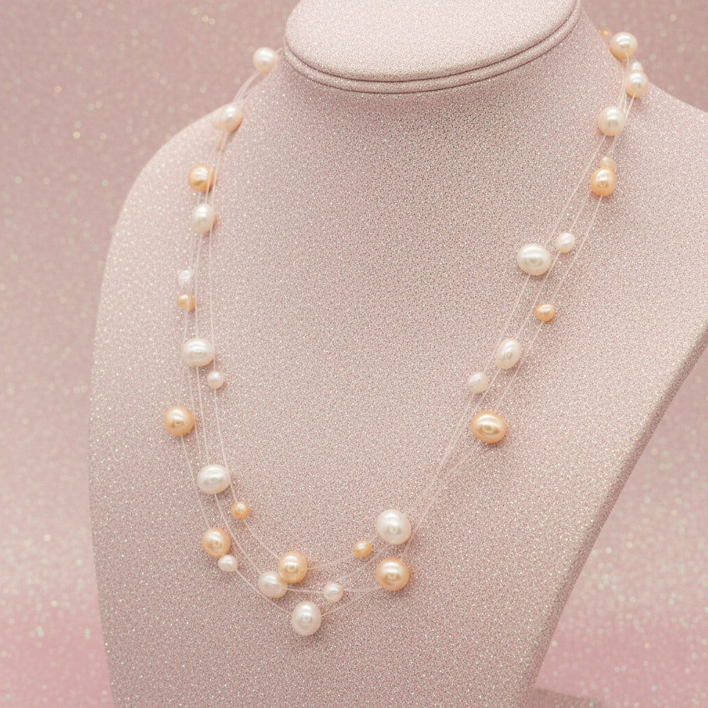 Vintage Floating Illusion Multi-Strand Freshwater Pearl Necklace