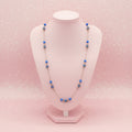 Vintage Silver-Tone Station Necklace w/ Blue Glass Beads