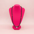Vintage Black Onyx Bead Necklace w/ Gold-Tone Accent Beads
