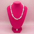 Artisan Pink Faux Pearl and Mushroom Bead Fashion Necklace