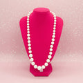 Vintage Chunky White Bead Statement Necklace w/ Spacer Beads