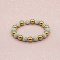 Vintage Gold-Tone & Crystal Pave Ball Stretch Bracelet