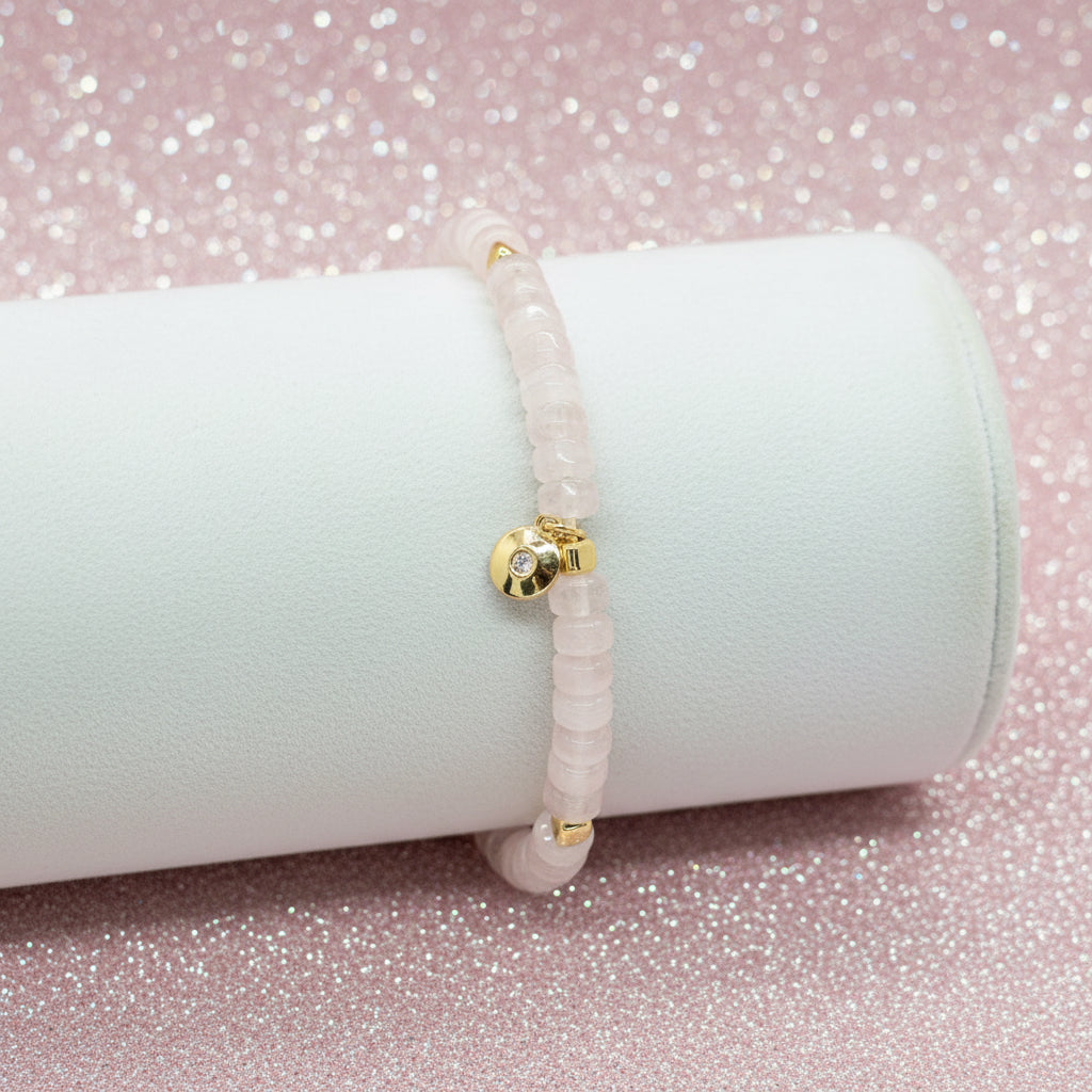 J.Crew Stretch Bracelet w/ Clear Beads & Gold-Tone Spacers