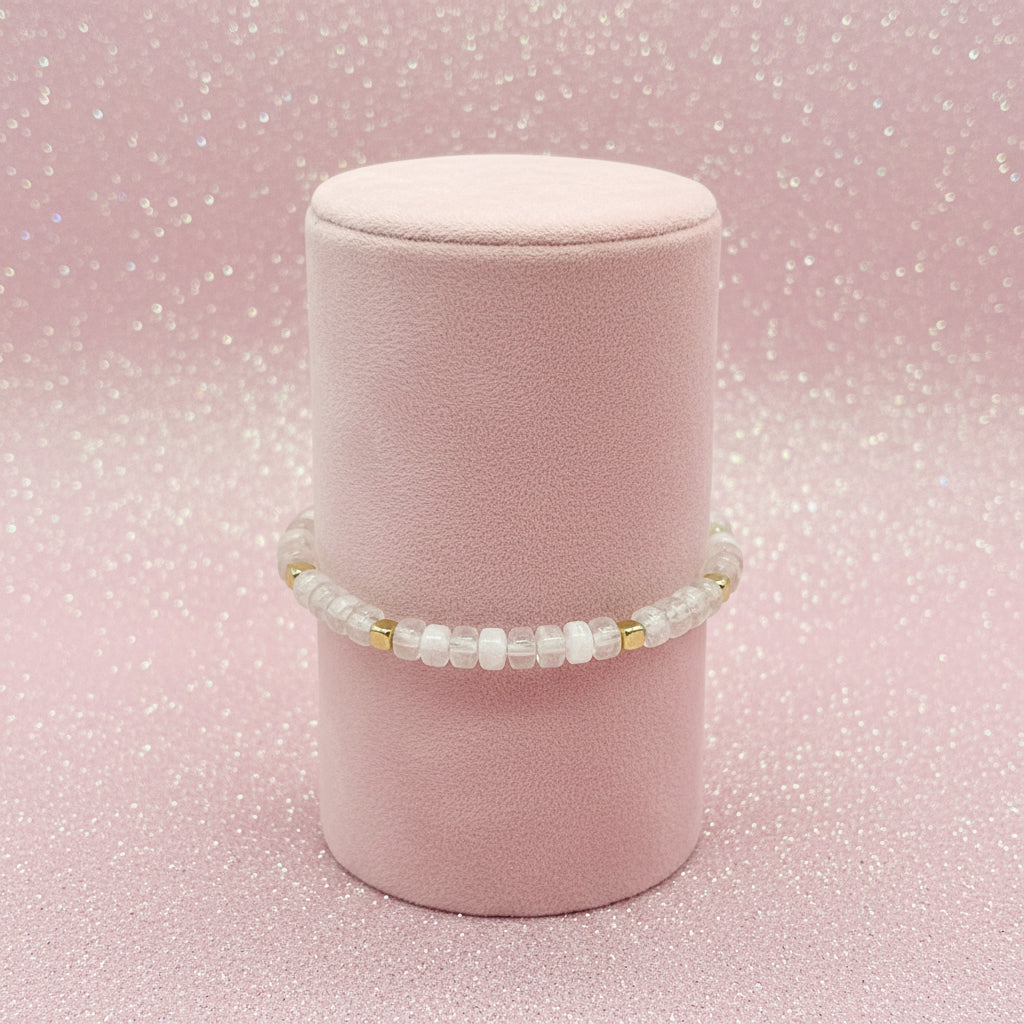 J.Crew Stretch Bracelet w/ Clear Beads & Gold-Tone Spacers
