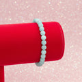 Contemporary Single Strand Natural Aquamarine Bead Stretch Bracelet