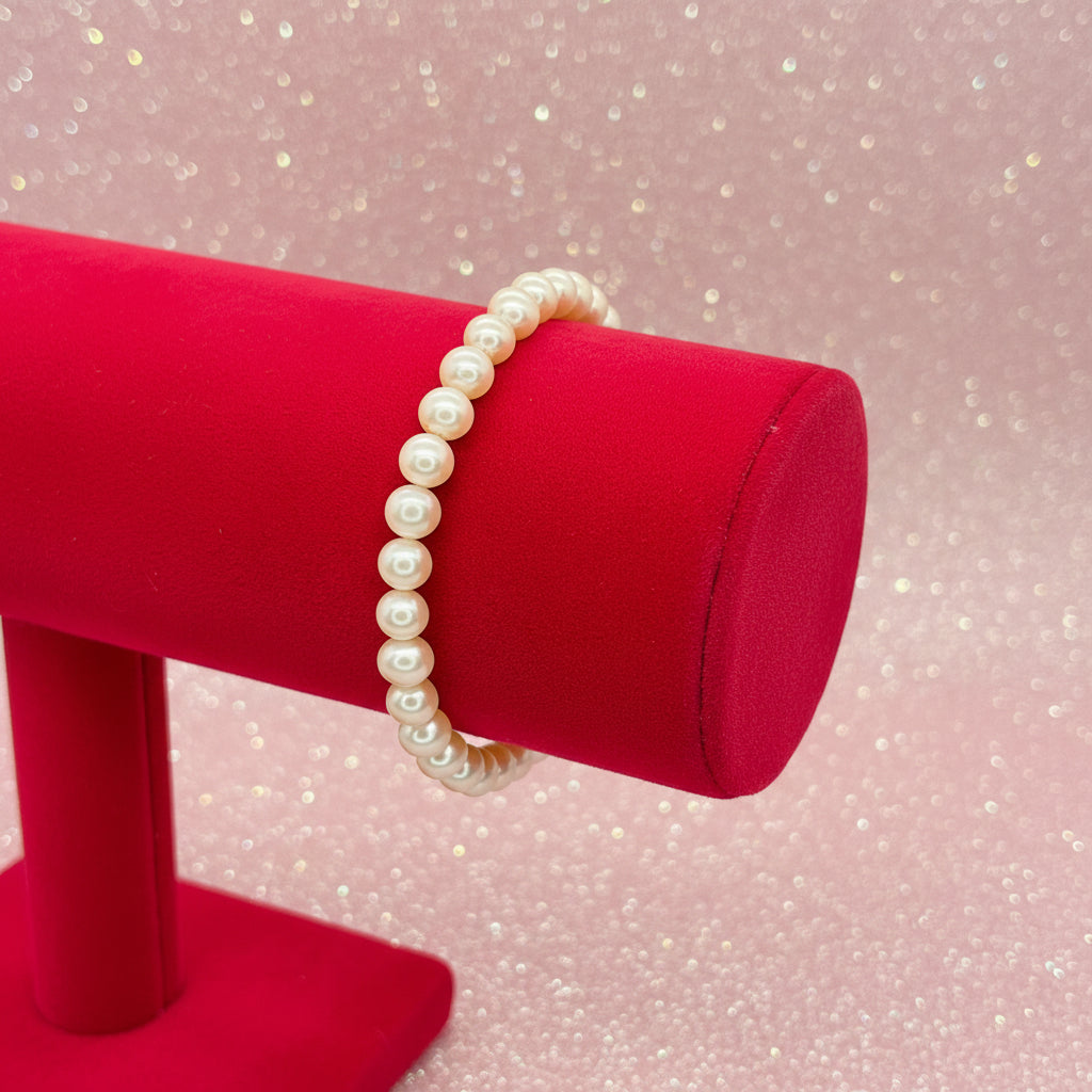 Vintage Classic Single Strand Cultured Pearl Stretch Bracelet