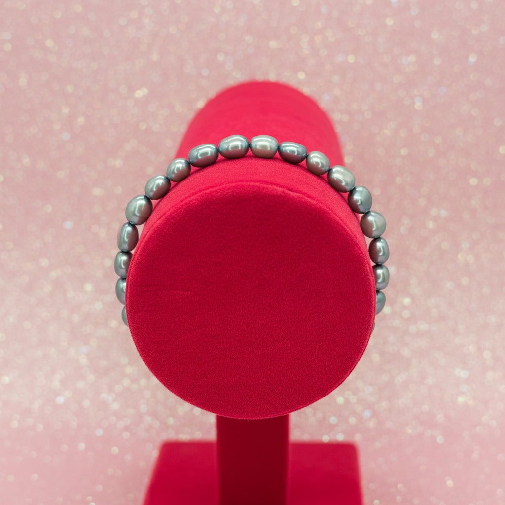 Vintage Blue-Grey Cultured Pearl Stretch Bracelet