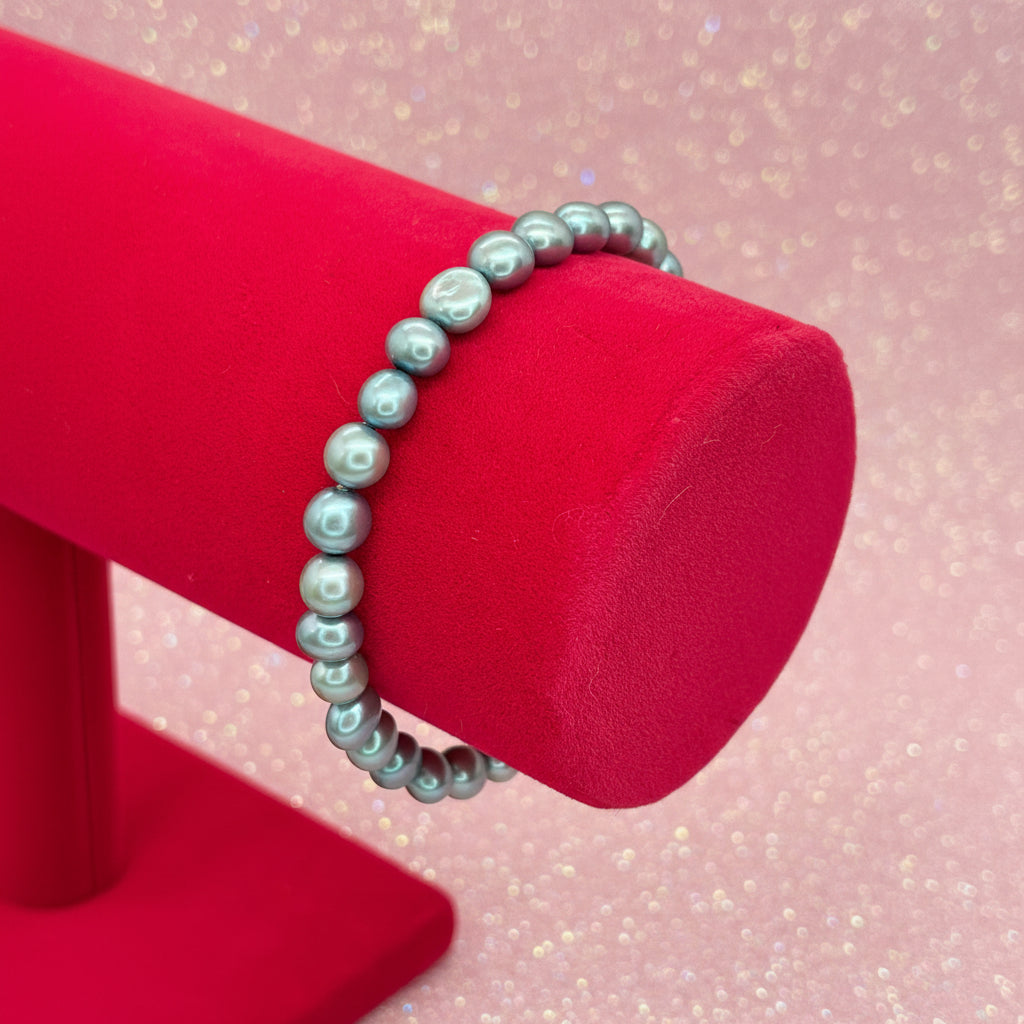 Vintage Blue-Grey Cultured Pearl Stretch Bracelet