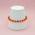 Vintage Orange Glass Beaded Bracelet w/ Silver Tone Accents
