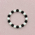 Modern Yin Yang Style Black Obsidian & White Porcelain Beaded Bracelet