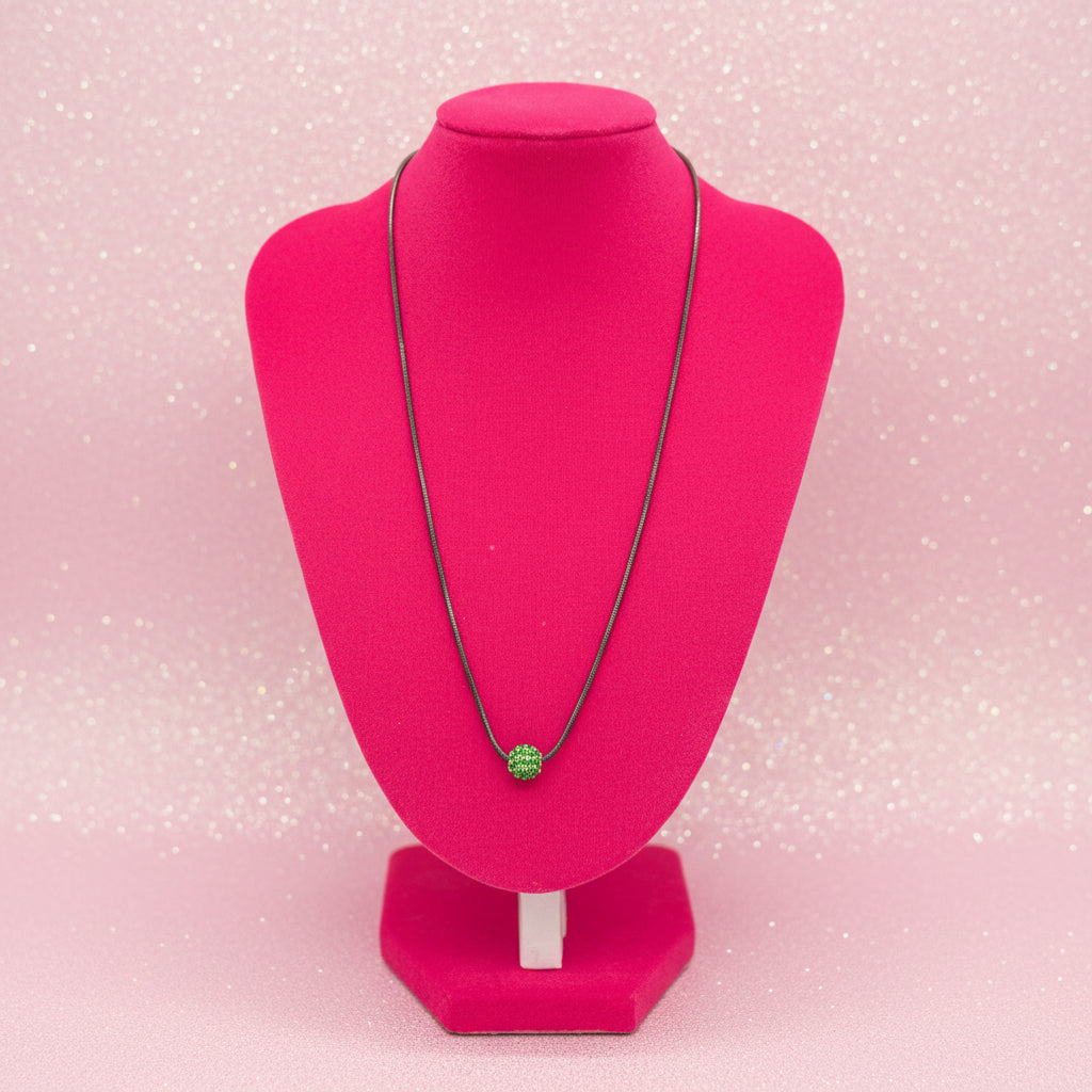 Vintage Lia Sophia Pave Crystal Gitterball Pendant Necklace