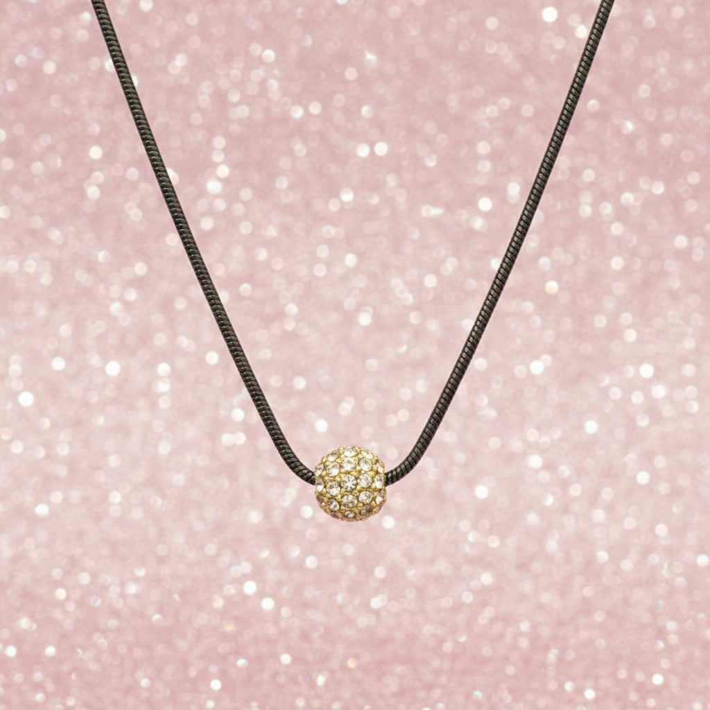 Vintage Lia Sophia Pave Crystal Gitterball Pendant Necklace