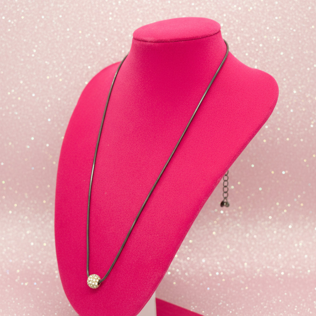 Vintage Lia Sophia Pave Crystal Gitterball Pendant Necklace