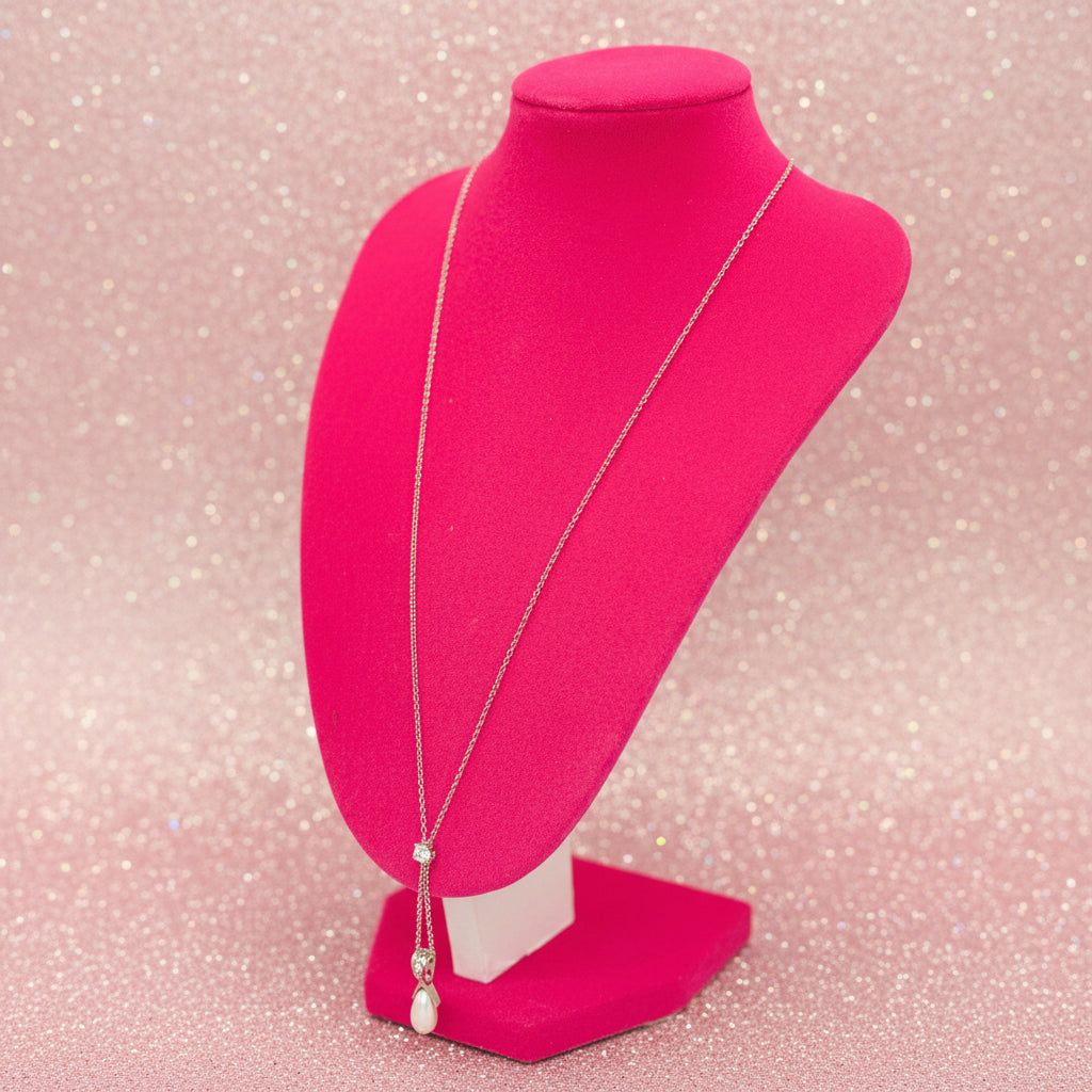 Vintage Avon Teardrop Faux Pearl & Rhinestone Necklace