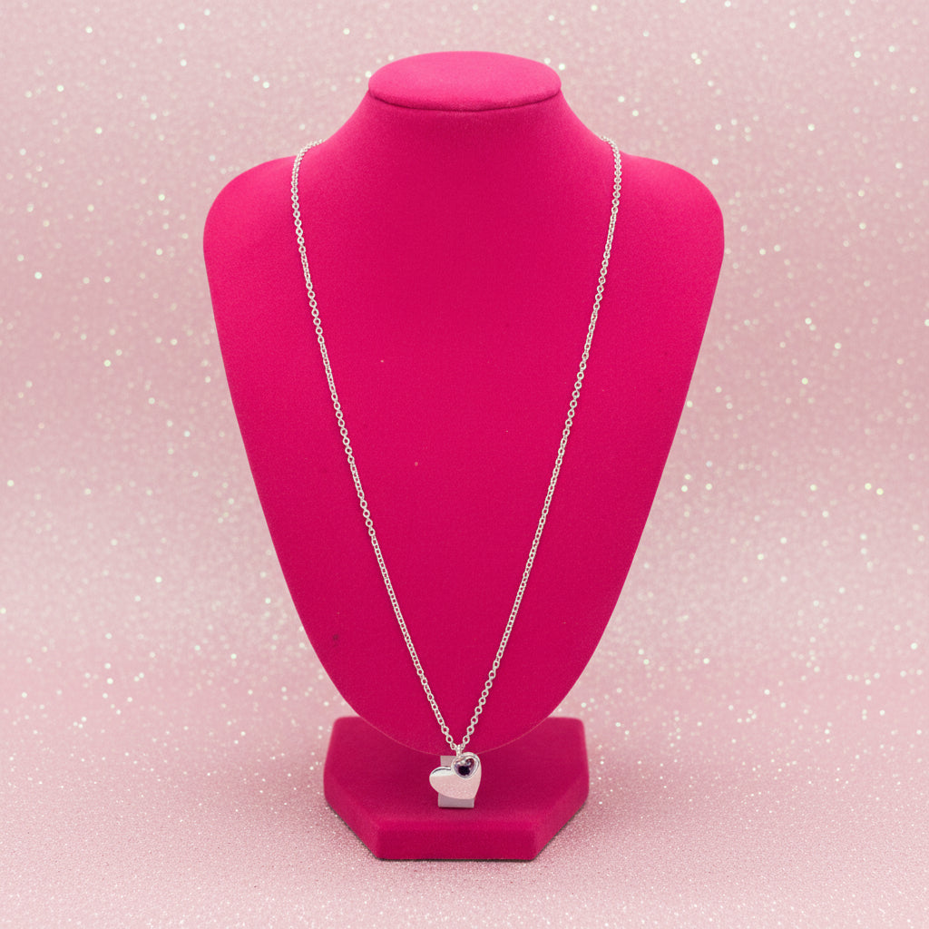 Vintage Nina Ricci Silver Tone Heart Charm Link Chain Necklace