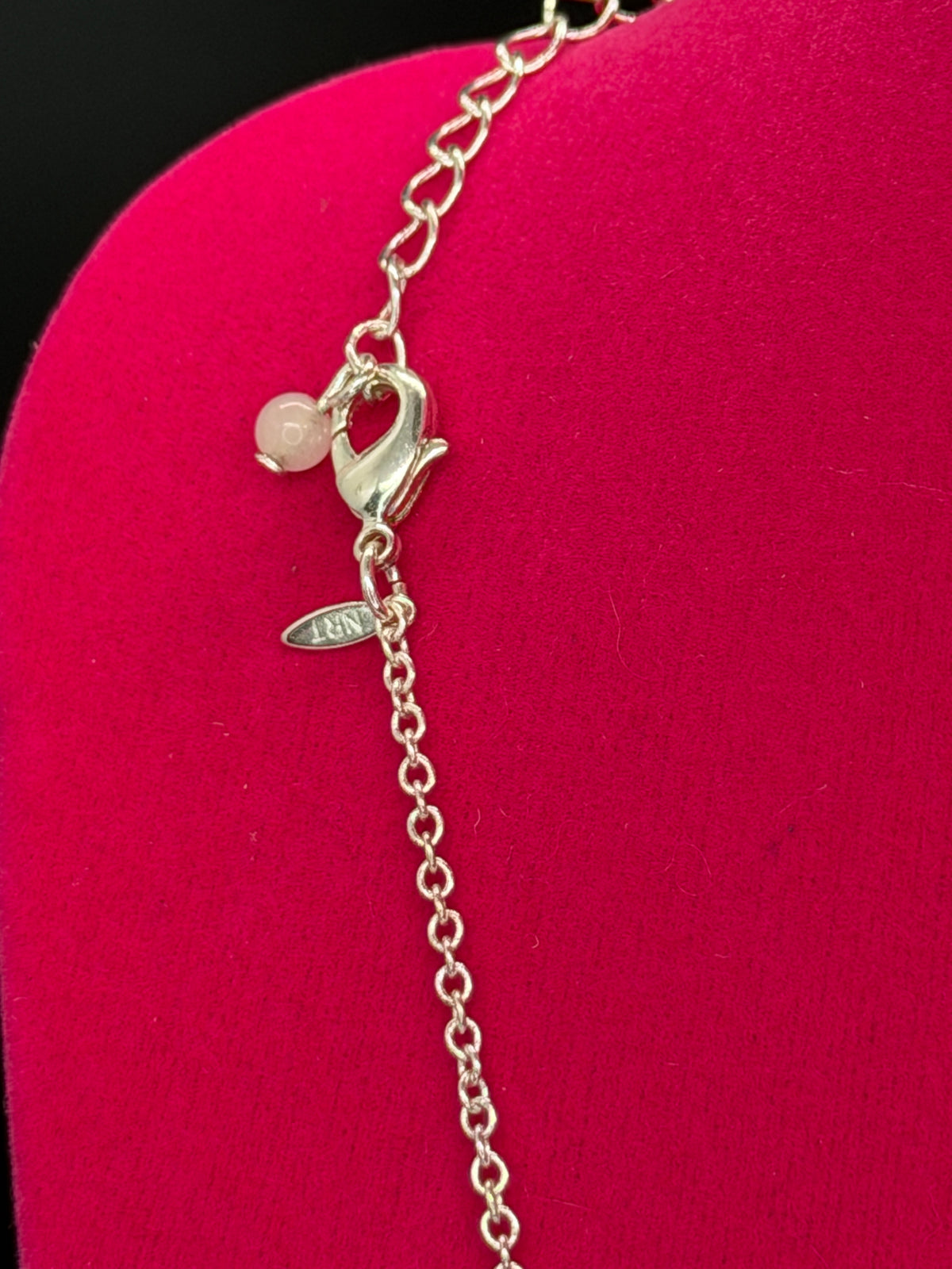 Vintage Nina Ricci Silver Tone Heart Charm Link Chain Necklace