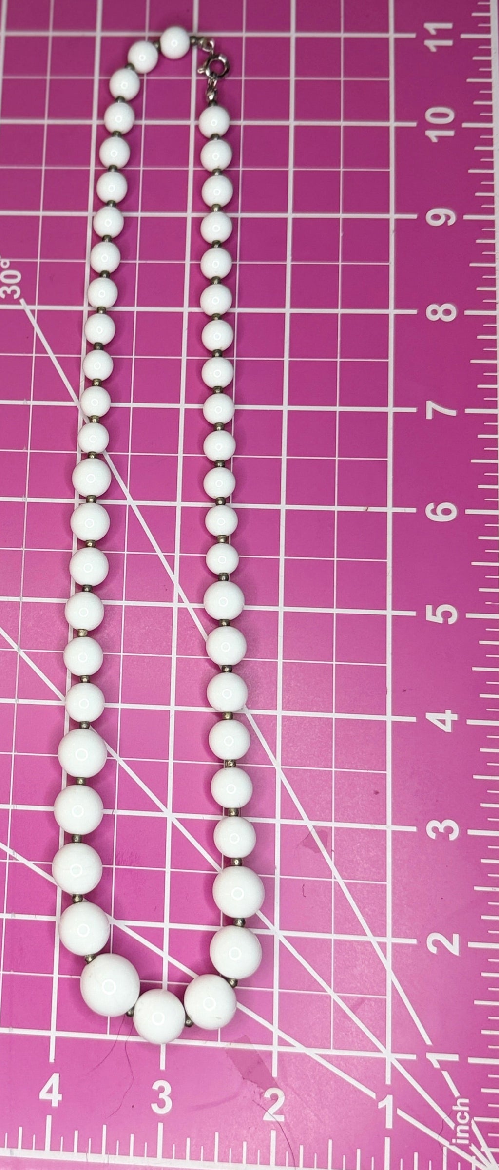 Vintage Chunky White Bead Statement Necklace w/ Spacer Beads