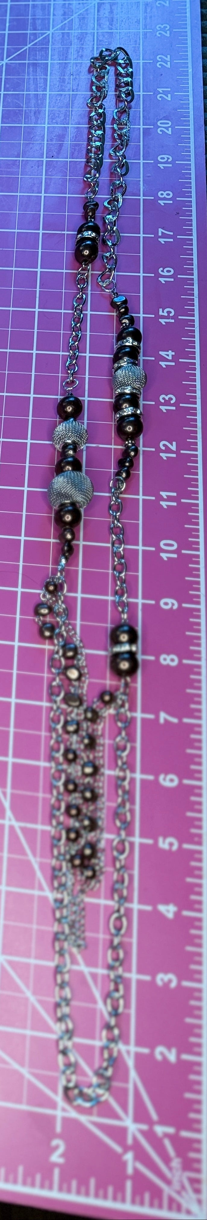 Modern Paparazzi Jewelry Brown Bead & Silver-Tone Chain Fashion Necklace