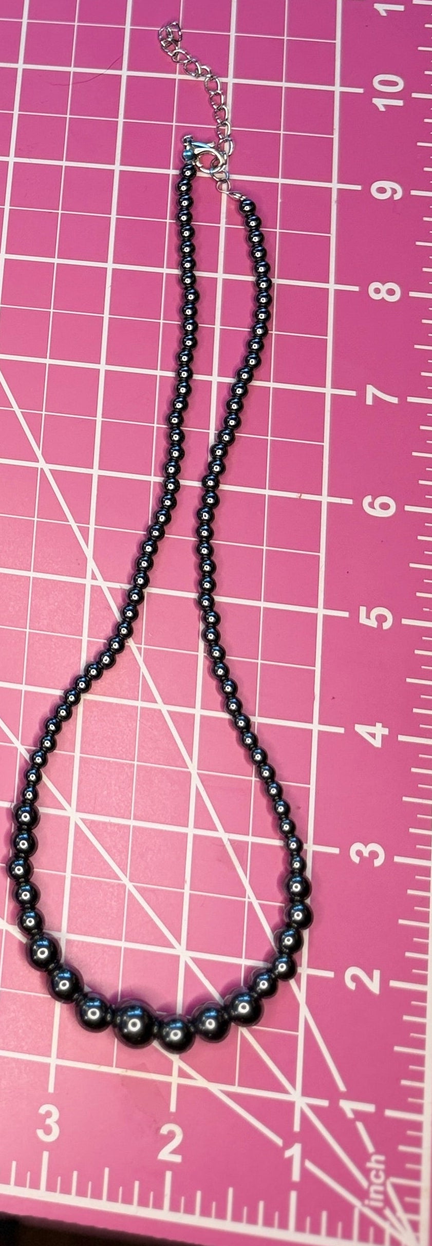 Vintage Graduated Hematite Beaded Necklace w/ Metallic Luster