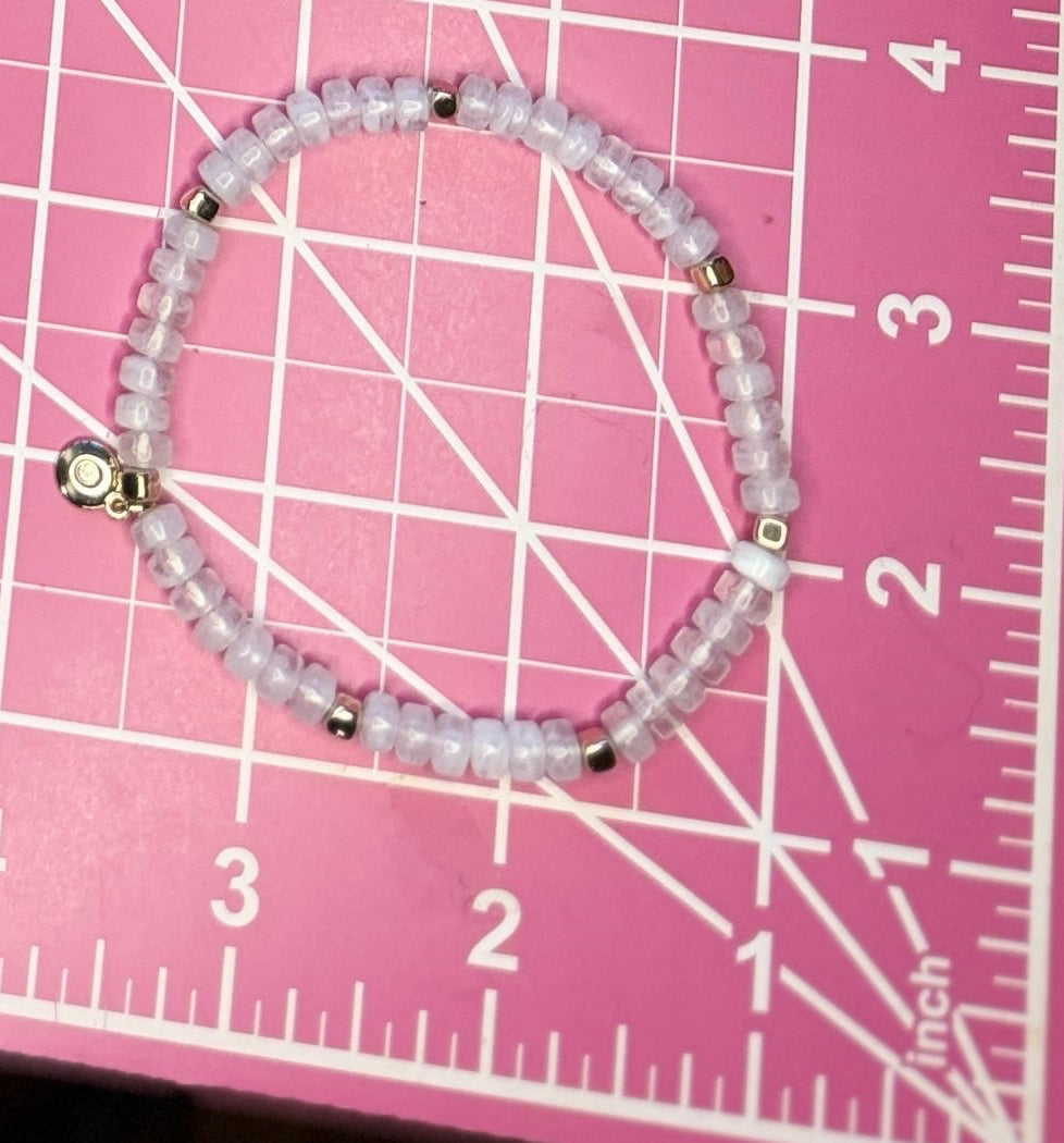 J.Crew Stretch Bracelet w/ Clear Beads & Gold-Tone Spacers