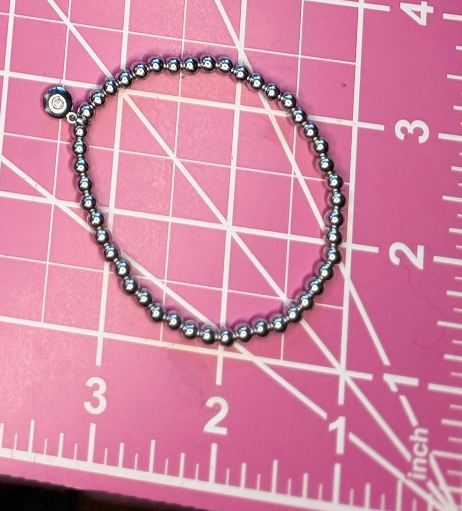 J.Crew Silver Tone Beaded Charm Stretch Bracelet