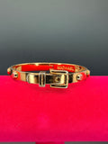 Michael Kors Gold Tone Astor Studded Buckle Hinged Bangle Bracelet