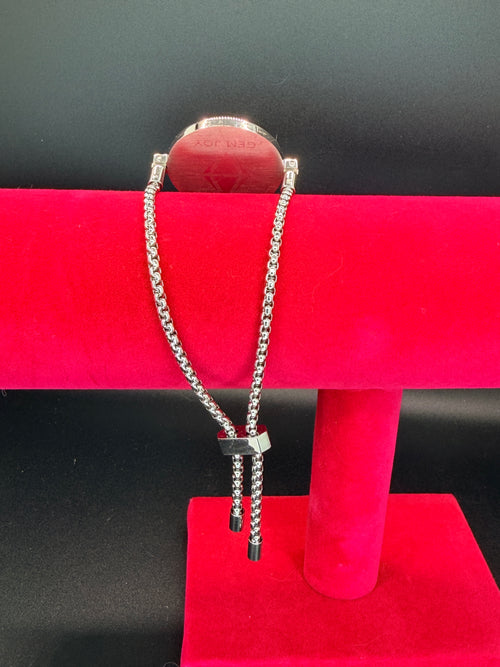Modern Gem Joy Silver Tone Bolo Style Lariat Bracelet