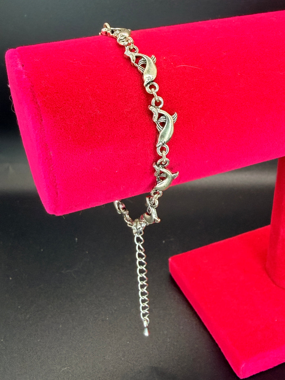 Vintage Silver Tone Dolphin Link Bracelet