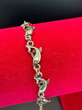 Vintage Silver Tone Dolphin Link Bracelet