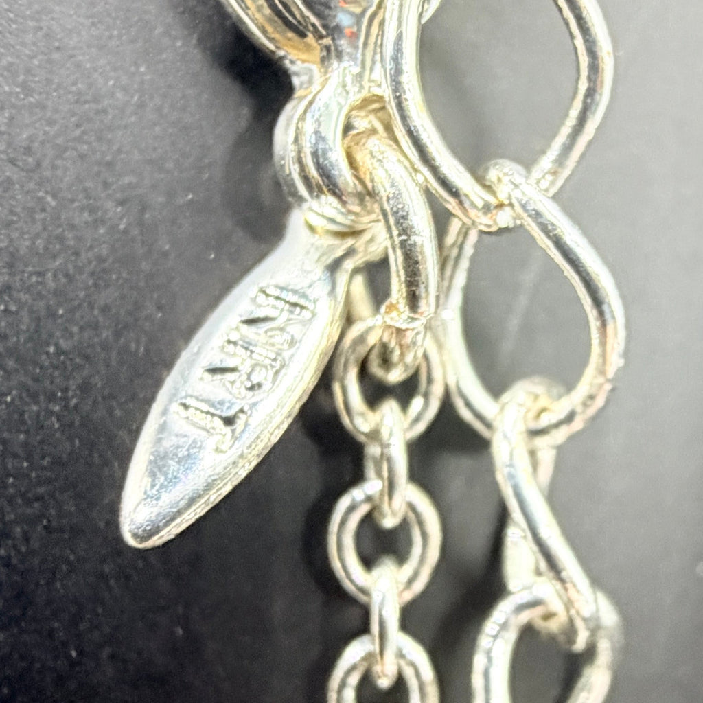 Vintage Nina Ricci Silver Tone Chain Bracelet w/ Heart Charm