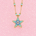Vintage Gold Tone Anklet w/ Turquoise Bead Accents and Starfish Charm