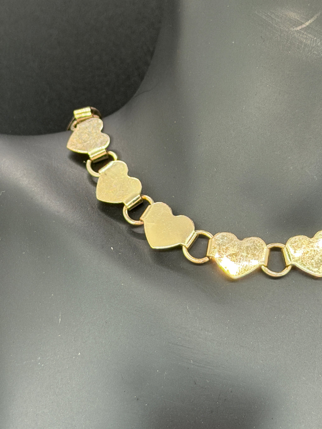Vintage Gold Tone Interlocking Heart Link Choker Necklace