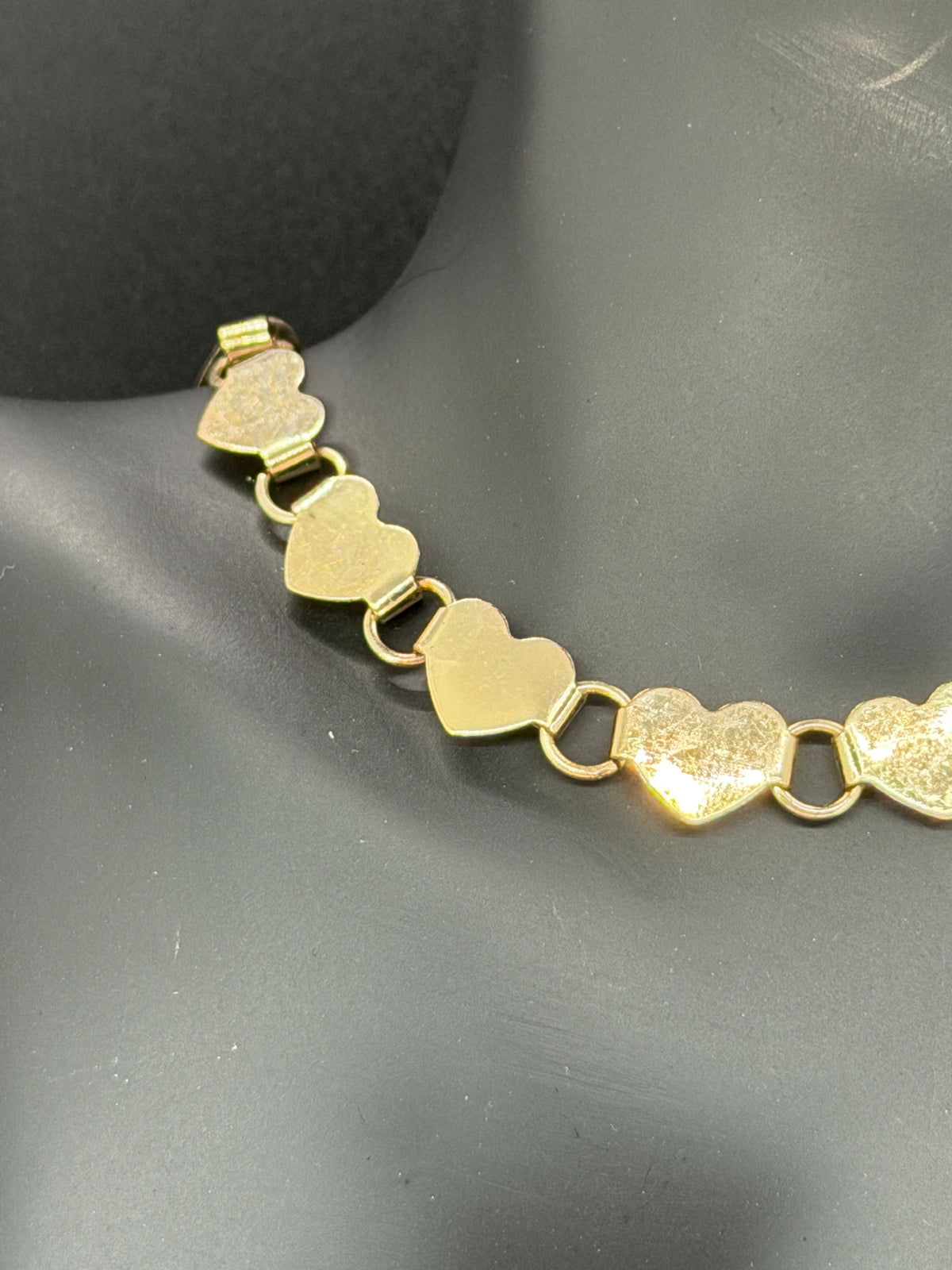 Vintage Gold Tone Interlocking Heart Link Choker Necklace