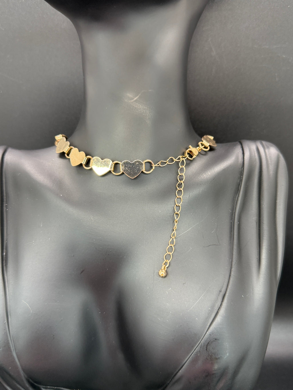 Vintage Gold Tone Interlocking Heart Link Choker Necklace