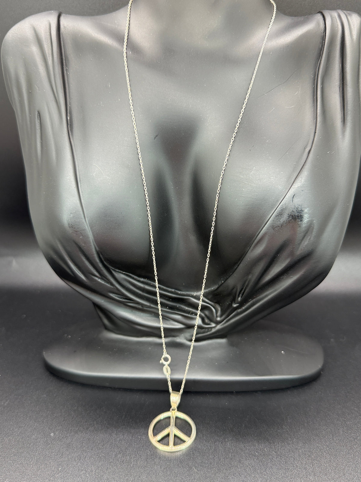 Vintage Sterling Silver Peace Sign Necklace