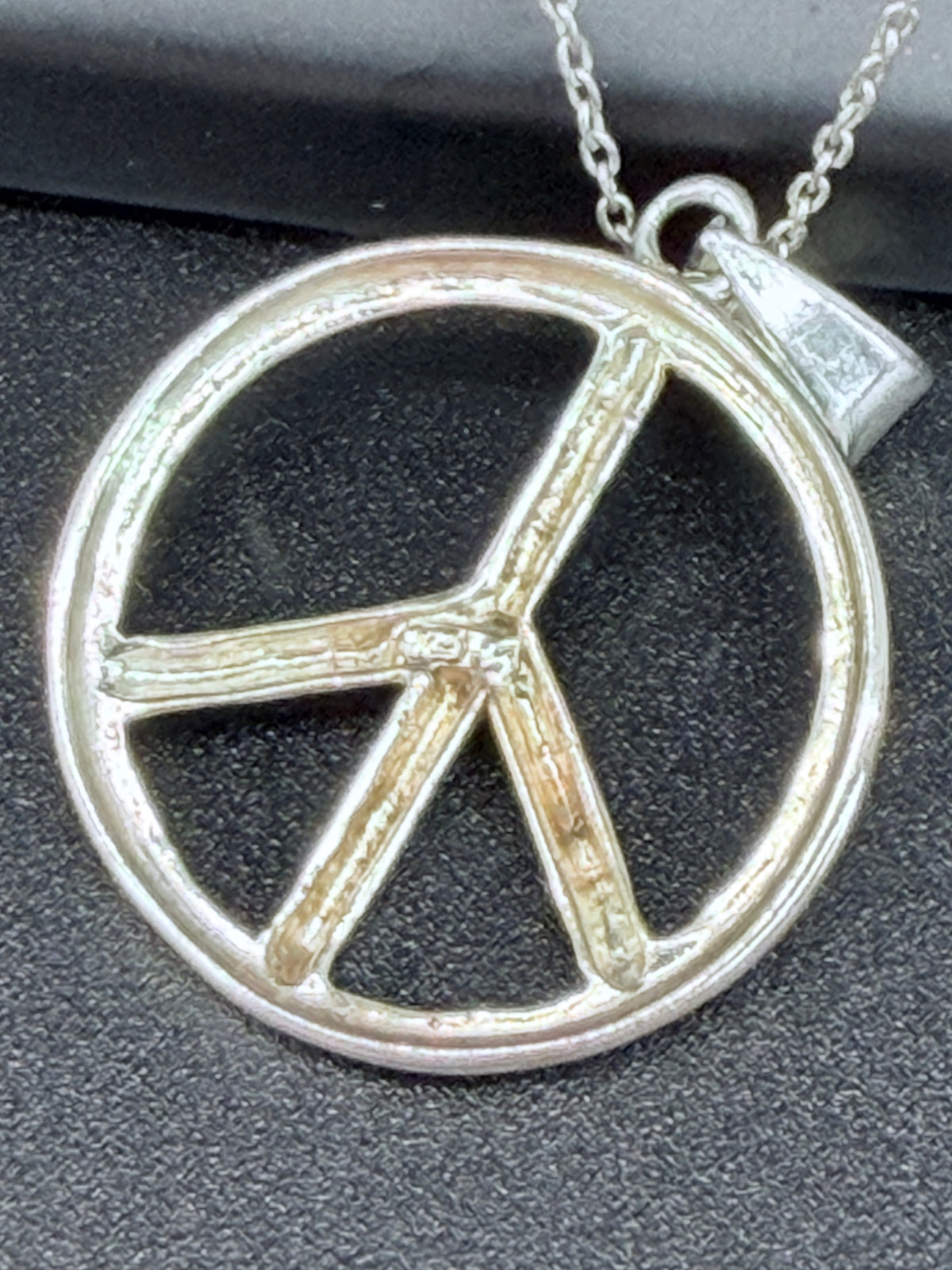 Vintage Sterling Silver Peace Sign Necklace