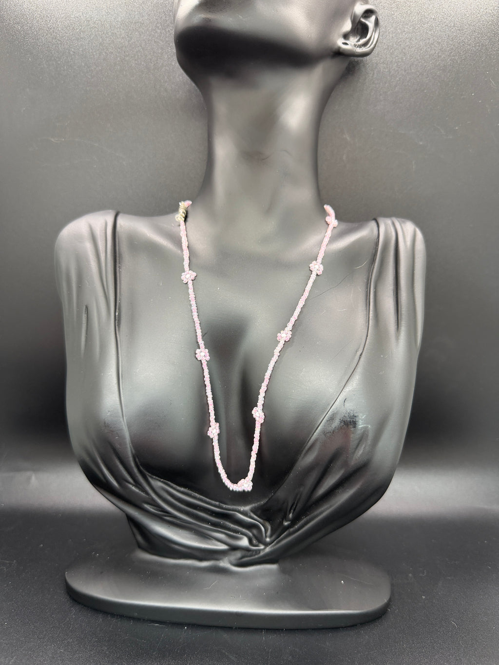 Vintage Delicate Pink Beaded Floral Accent Necklace
