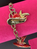 Vintage Avon Red Hat Society Gold Tone Charm Bracelet