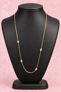 Vintage Gold Tone Station Necklace w/ Simulated Pearl Accents