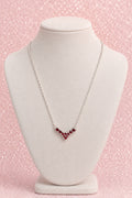 Vintage Sterling Silver V-Shaped Necklace w/ Bezel-Set Garnets