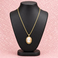 Vintage 1/20 12k Gold Filled Cameo Pendant on Long Gold Tone Chain