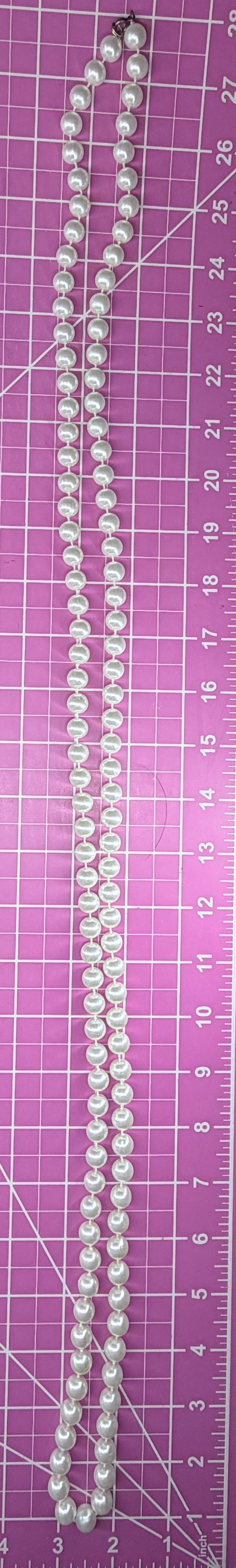 Vintage Long Strand Faux Pearl Bead Necklace