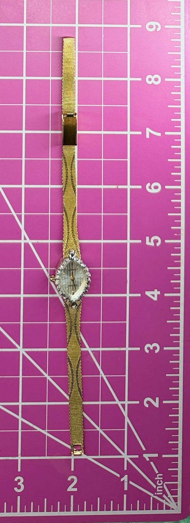 Vintage Gruen Quartz Women's Gold Tone Watch w/ Crystal Bezel