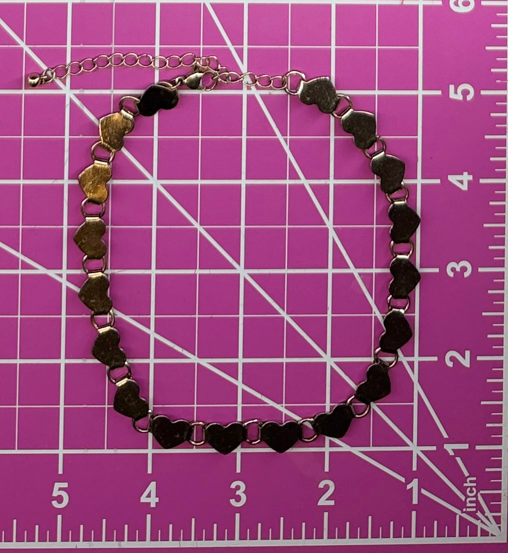 Vintage Gold Tone Interlocking Heart Link Choker Necklace