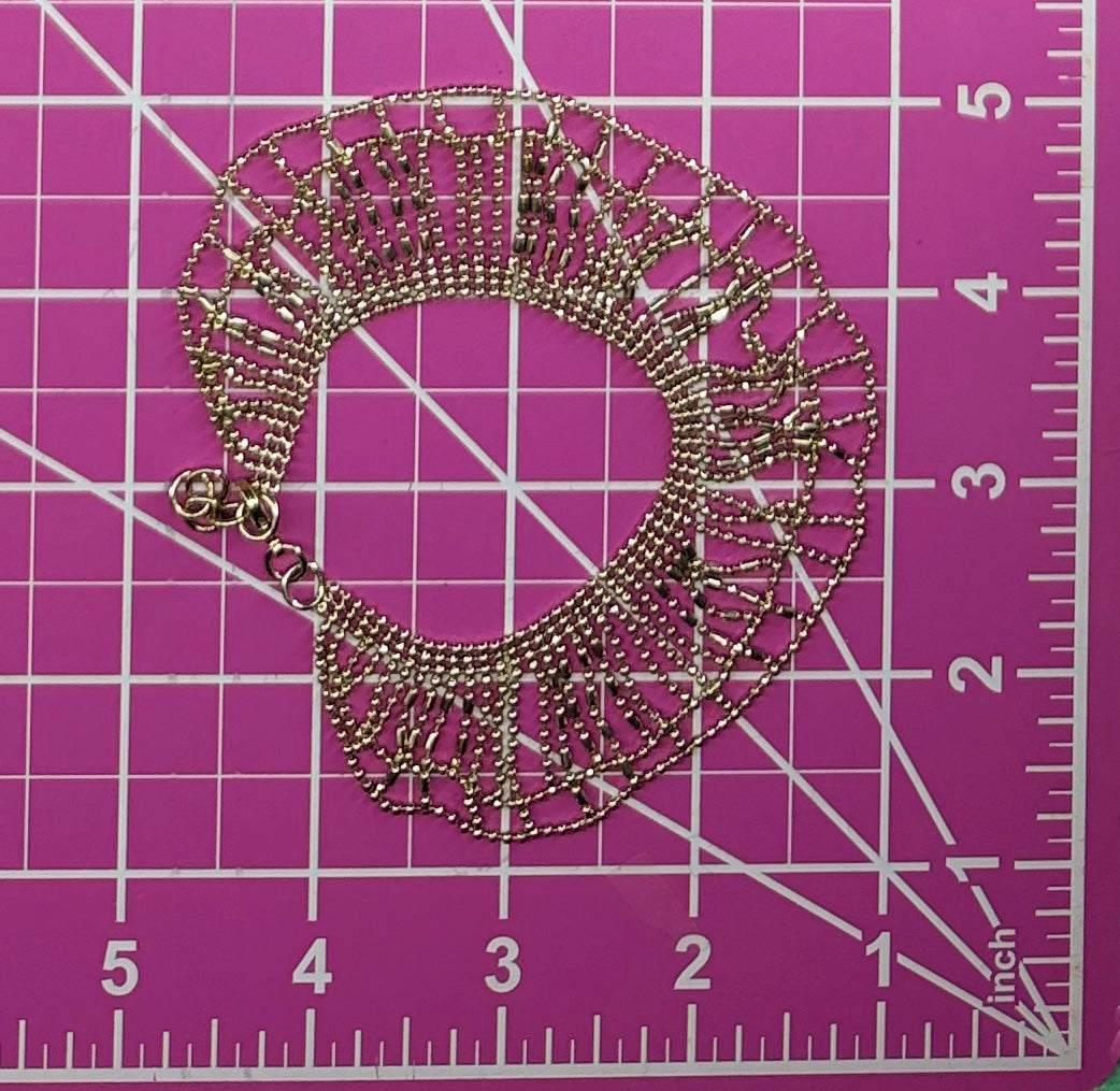 Vintage Gold Tone Beaded Fringe Collar Bracelet